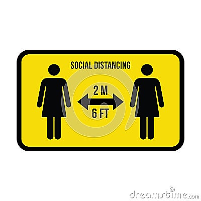 Social distancing icon symbol vector keep safe distance sign in a glyph pictogram Vector Illustration