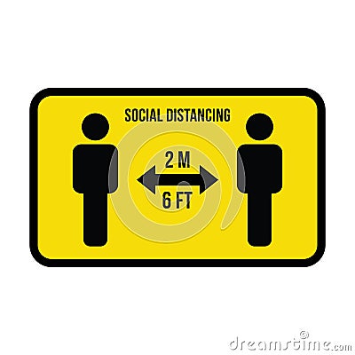 Social distancing icon symbol vector keep safe distance sign in a glyph pictogram Vector Illustration