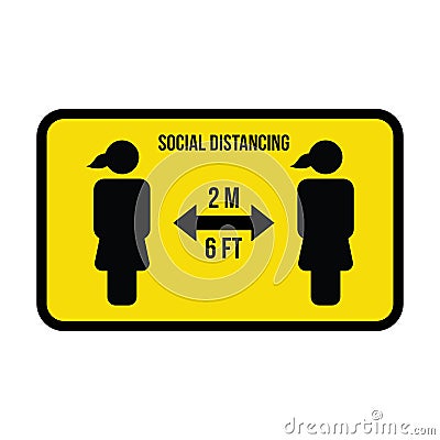 Social distancing icon symbol vector keep safe distance sign in a glyph pictogram Vector Illustration
