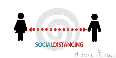 Social distancing icon in white background vector Stock Photo