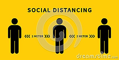 Social distancing. Keep the 1-2 meter distance. Coronovirus epidemic protective. Vector Vector Illustration