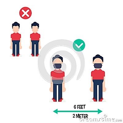 Social Distancing Keep Your Distance 1 m or 1 Metre Infographic Icon Stock Photo