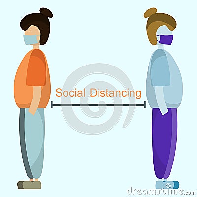 Social Distancing, People keeping distance for infection risk and disease ,wearing a surgical protective Medical mask for prevent Stock Photo