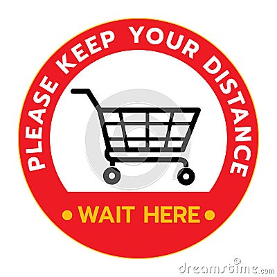 Social distancing posting about keeping social distancing when shopping to prevent spreading of the Vector Illustration