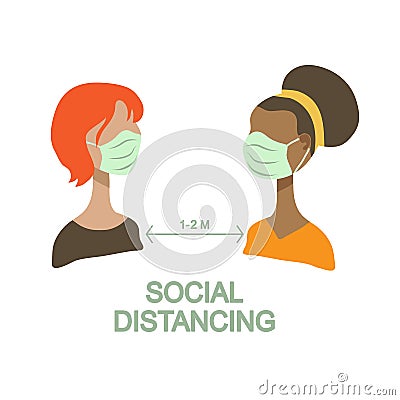 Social distancing-02 Vector Illustration