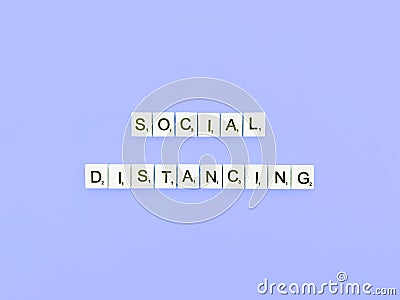Social distancing walpaper blue background Editorial Stock Photo