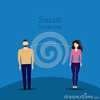 Social distanting. friend, couple long distance relationship. Social network concept. fight with coronavirus vector illustration Vector Illustration