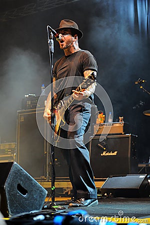 Social Distortion,Mike Ness, during the concert Editorial Stock Photo
