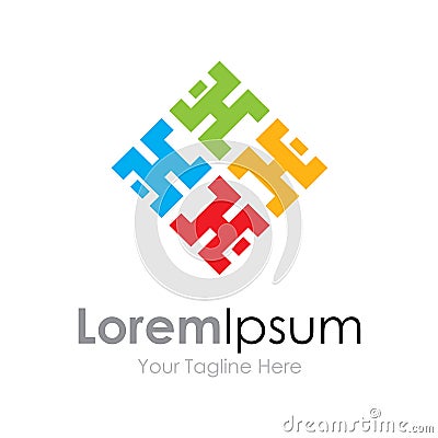 Social diversity strong success simple business icon logo Stock Photo