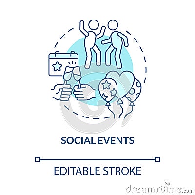 Social events blue concept icon Vector Illustration