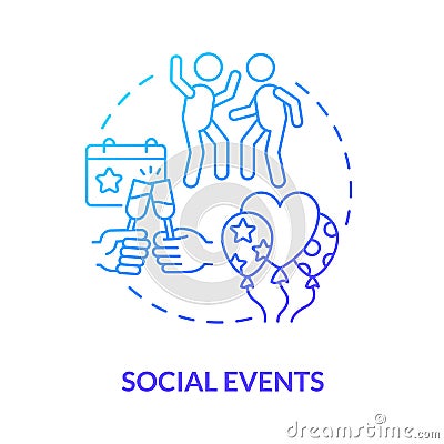 Social events blue gradient concept icon Vector Illustration