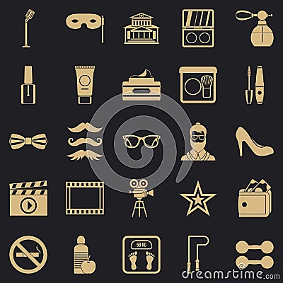 Social events icons set, simple style Vector Illustration