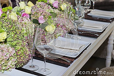 Social events reception; Tables decorated for events: Parties, birthdays, weddings, and other events Stock Photo