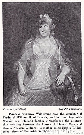 Princess Frederica Wilhelmina 1774 - 1837 - Portrait painting. Editorial Stock Photo