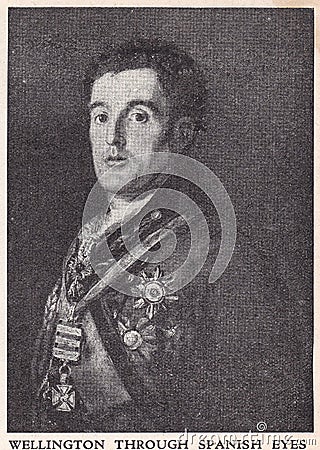 Vintage portrait painting of the Duke of Wellington 1769 - 1852. Editorial Stock Photo