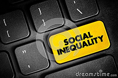 Social Inequality - condition of unequal access to the benefits of belonging to any society, text button on keyboard, concept Stock Photo