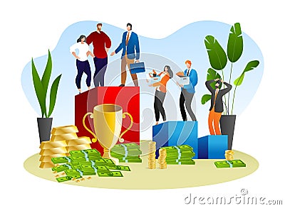 Social inequality in work career, people discrimination concept vector illustration. Corporate gender equality, business Vector Illustration