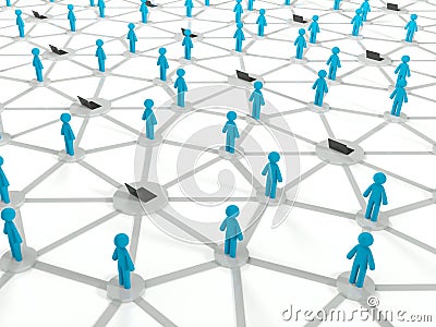 Social internet connection concept, 3d network Cartoon Illustration