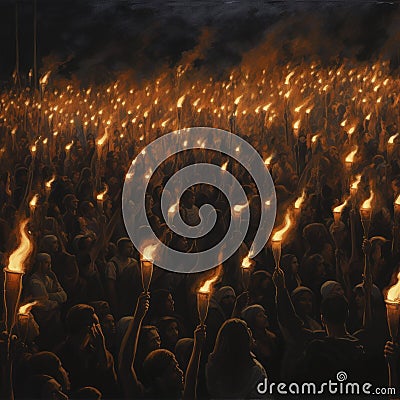 social issue concept torch and group people Stock Photo