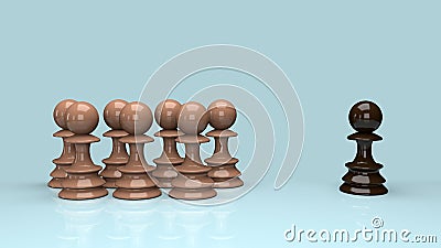 Social issue concept using chess pawns. 3D illustration Cartoon Illustration