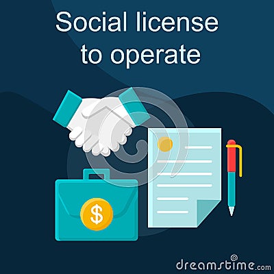 Social license to operate flat concept vector icon Vector Illustration
