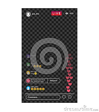 Social live stream interface Vector Illustration