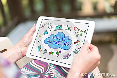 Social marketing concept on a tablet Stock Photo