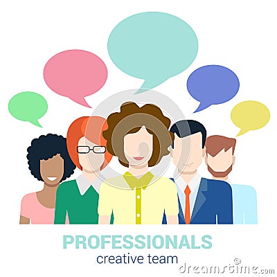 Social marketing, creative team, gossip, callout flat vector Vector Illustration