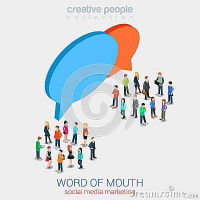 Social marketing word of mouth gossip flat 3d web isometric Stock Photo