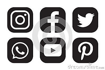 Social media icon set. Vector Illustration