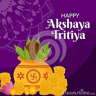 Creative festival of happy Akshaya Tritiya Vector Illustration
