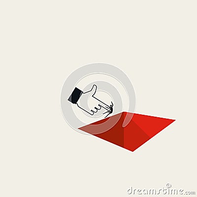 Social media addiction, trap vector illustration concept with giant like symbol pushing man into hole. Cartoon Illustration