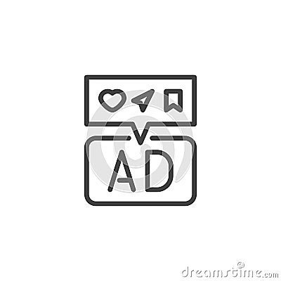 Social Media Advertising line icon Vector Illustration