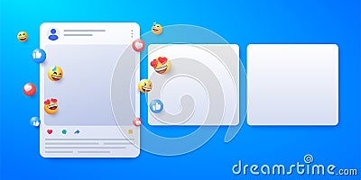 social media app interface post and emoji reaction Vector Illustration