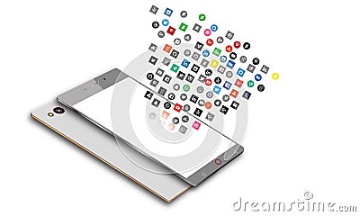 Social Media Apps Flying Out Android Mobile Phone Editorial Stock Photo