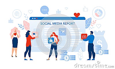 Social Media Audit Report and People User Response Vector Illustration