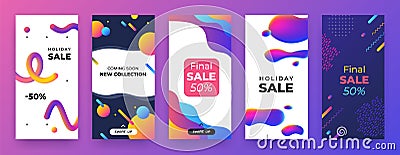 Social media banner. Mobile discount coupon, story sale page template, abstract promo app layout. Vector landing Vector Illustration