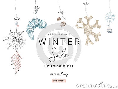 Social media banner template for advertising winter arrivals collection or seasonal sales promotion Stock Photo