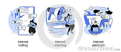 Social media behavior abstract concept vector illustrations. Vector Illustration