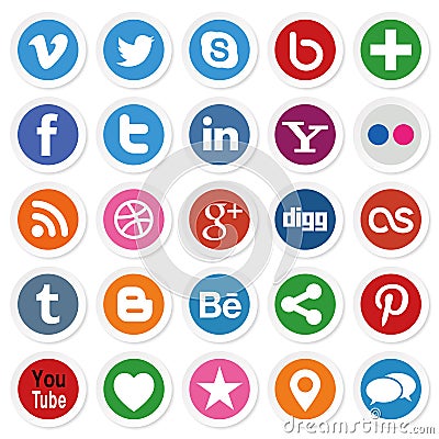 Social Media Buttons Vector Illustration