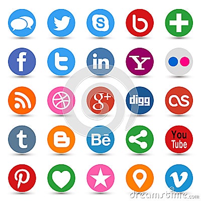 Social Media Buttons Vector Illustration