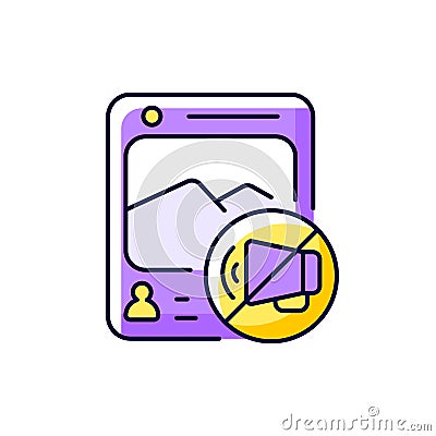 Social media censorship purple RGB color icon Vector Illustration