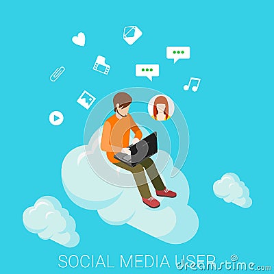 Social media cloud chat flat vector technology infographics Vector Illustration