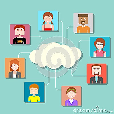 Social Media Cloud Computing Network Vector Illustration