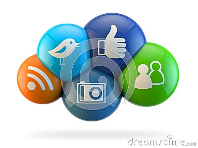 Social media cloud Stock Photo