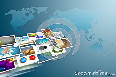 Social media cocept and images around the world Stock Photo