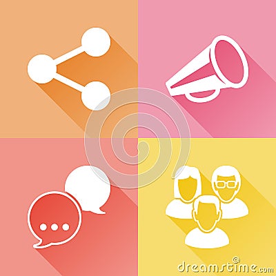 Social media colorful flat icons Vector Illustration