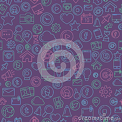 Social Media Colorful Seamless Pattern Vector Illustration