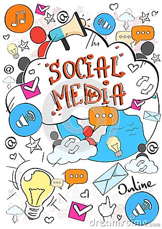 Social Media Communication Concept Internet Network Connection Vector Illustration