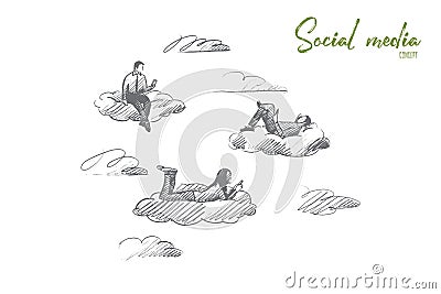 Social media concept. Hand drawn isolated vector Vector Illustration